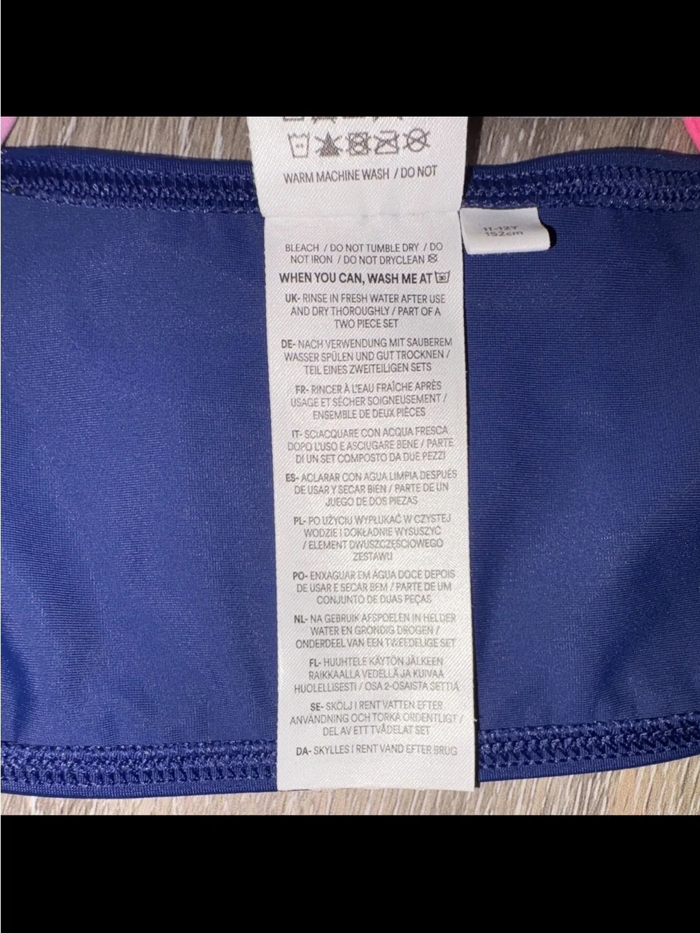 Mini Boden Navy Swim Bikini Top with Rainbow Straps